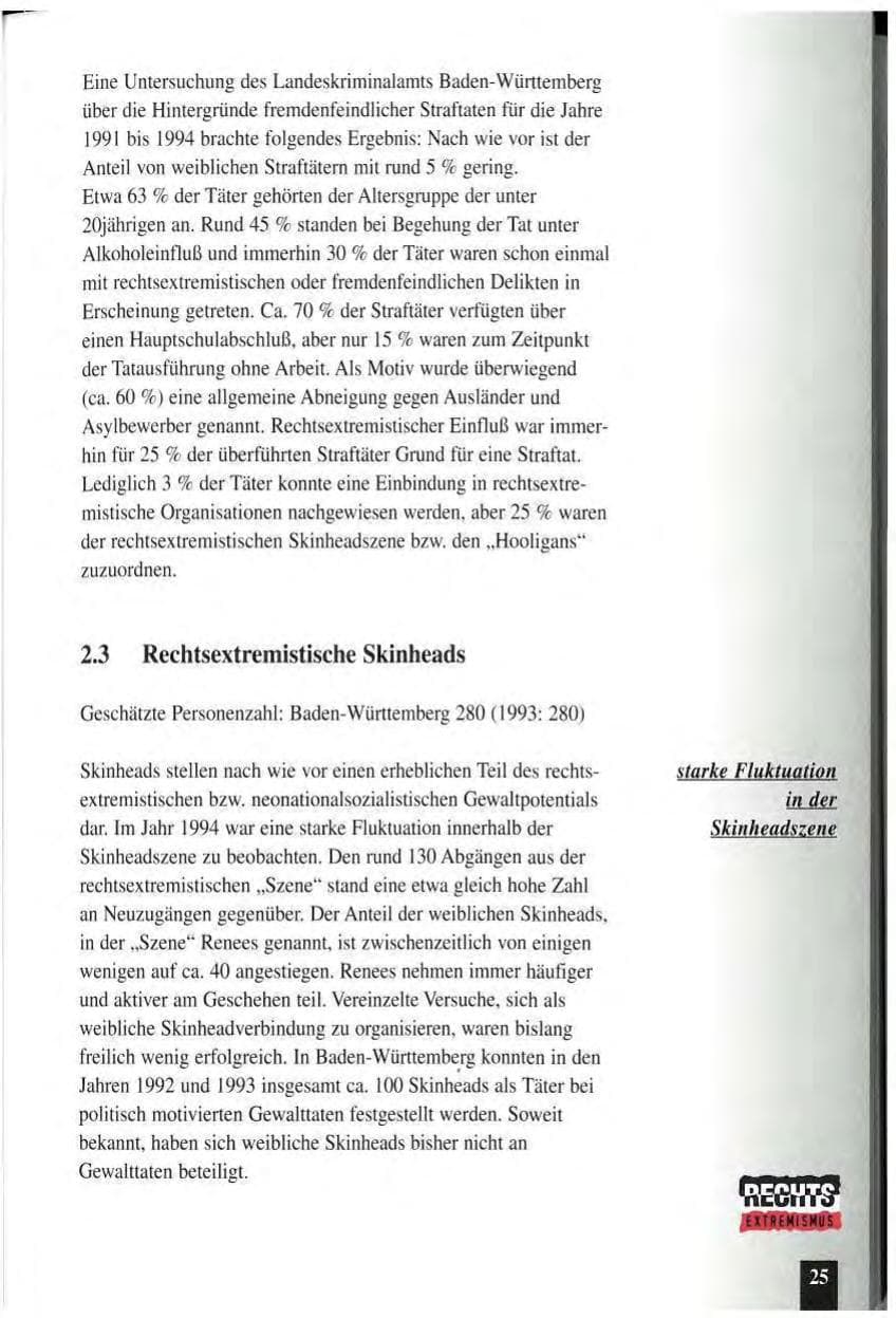 Seite 29 des Verfassungsschutzbericht 1994 Baden-Württemberg
