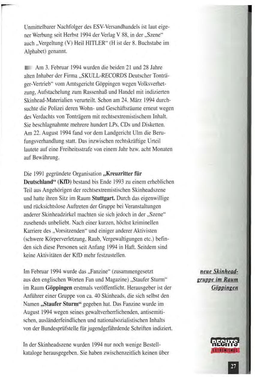 Seite 31 des Verfassungsschutzbericht 1994 Baden-Württemberg