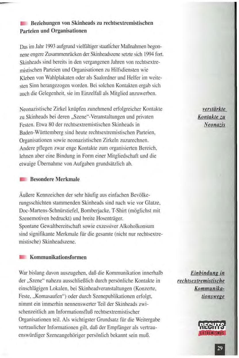 Seite 33 des Verfassungsschutzbericht 1994 Baden-Württemberg