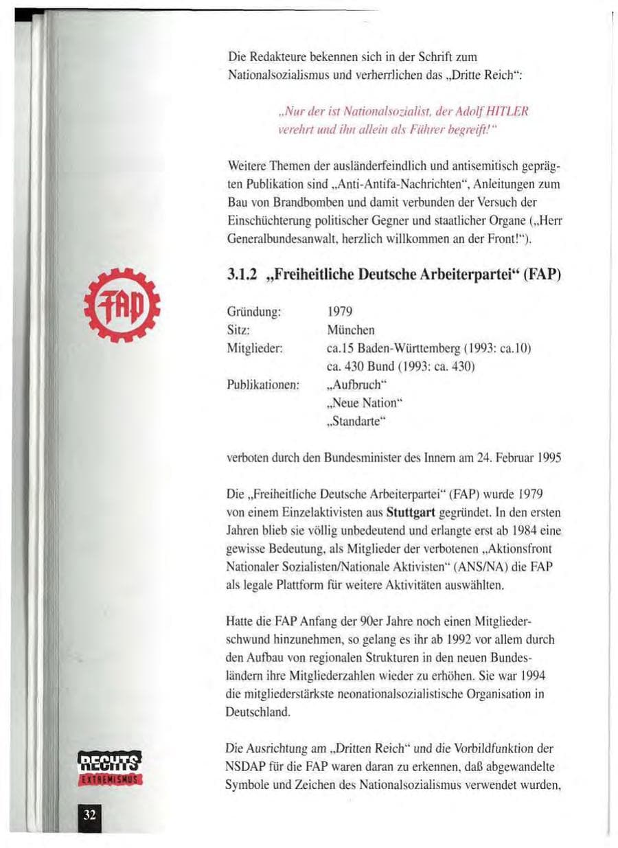 Seite 36 des Verfassungsschutzbericht 1994 Baden-Württemberg