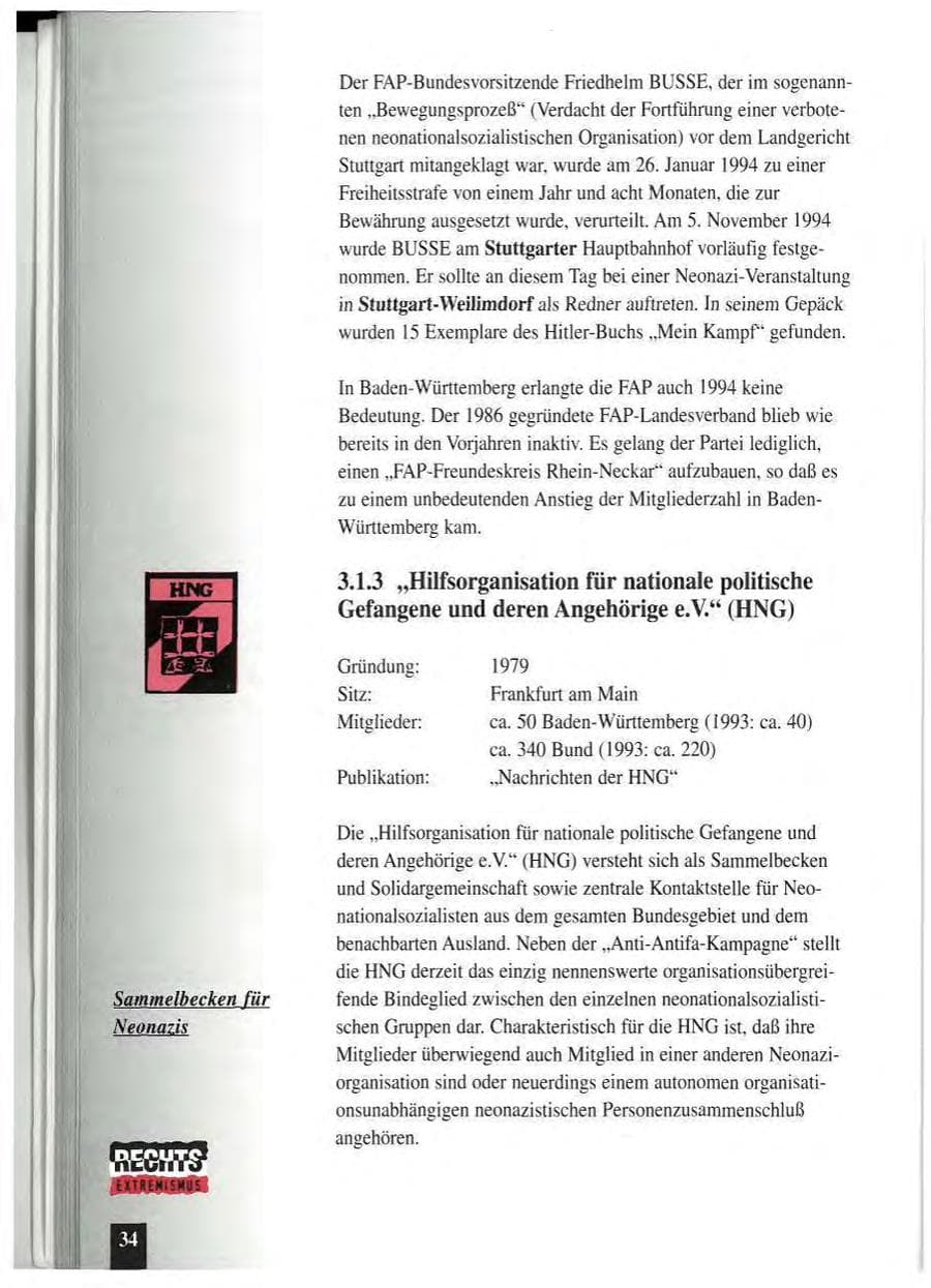 Seite 38 des Verfassungsschutzbericht 1994 Baden-Württemberg