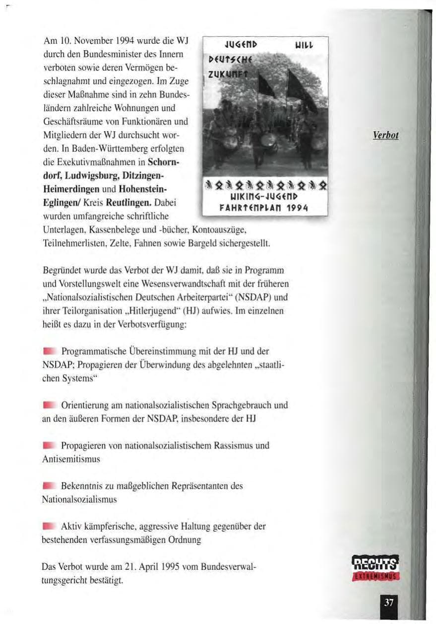 Seite 41 des Verfassungsschutzbericht 1994 Baden-Württemberg