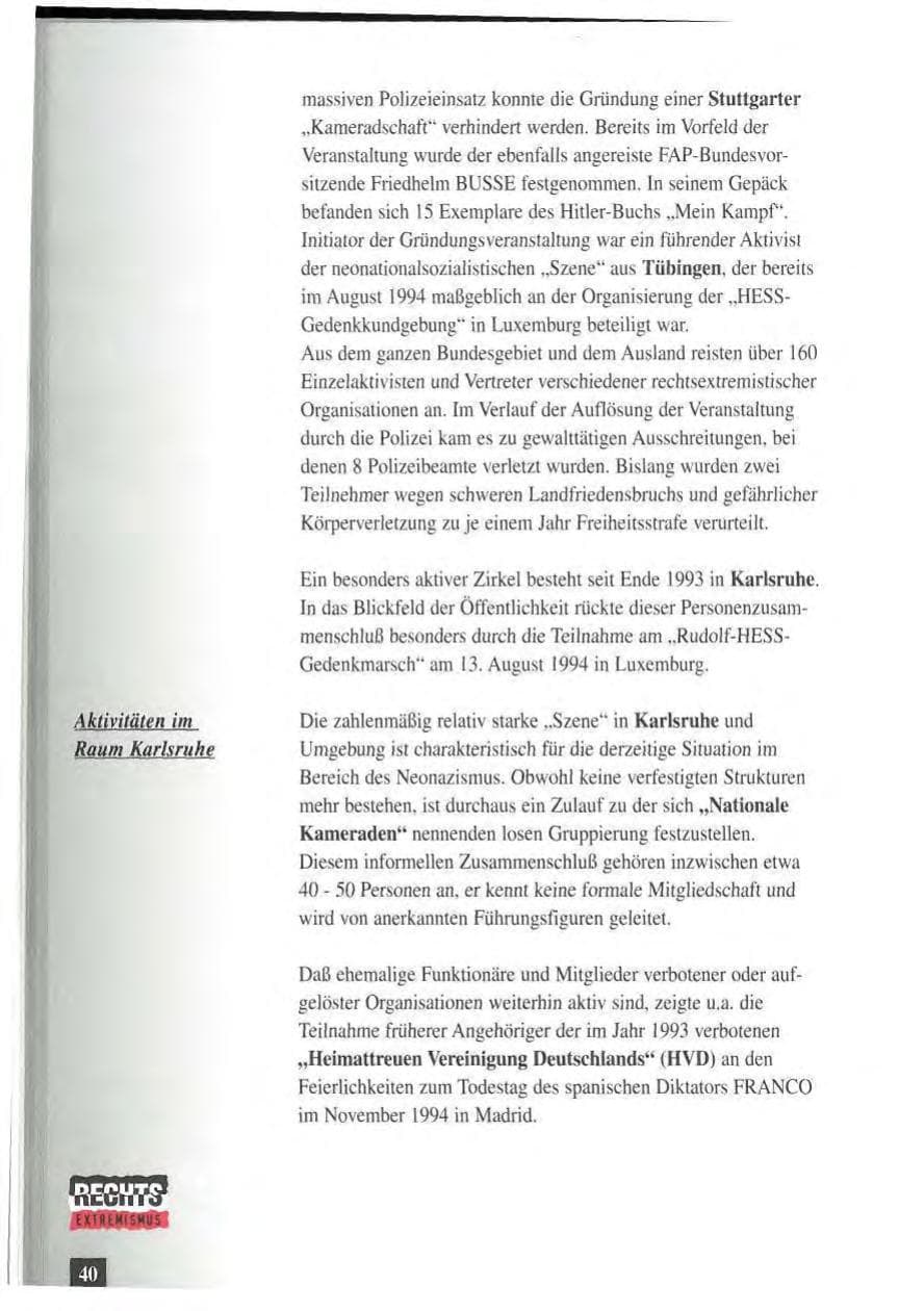 Seite 44 des Verfassungsschutzbericht 1994 Baden-Württemberg