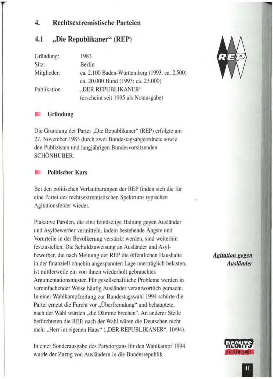 Seite 45 des Verfassungsschutzbericht 1994 Baden-Württemberg