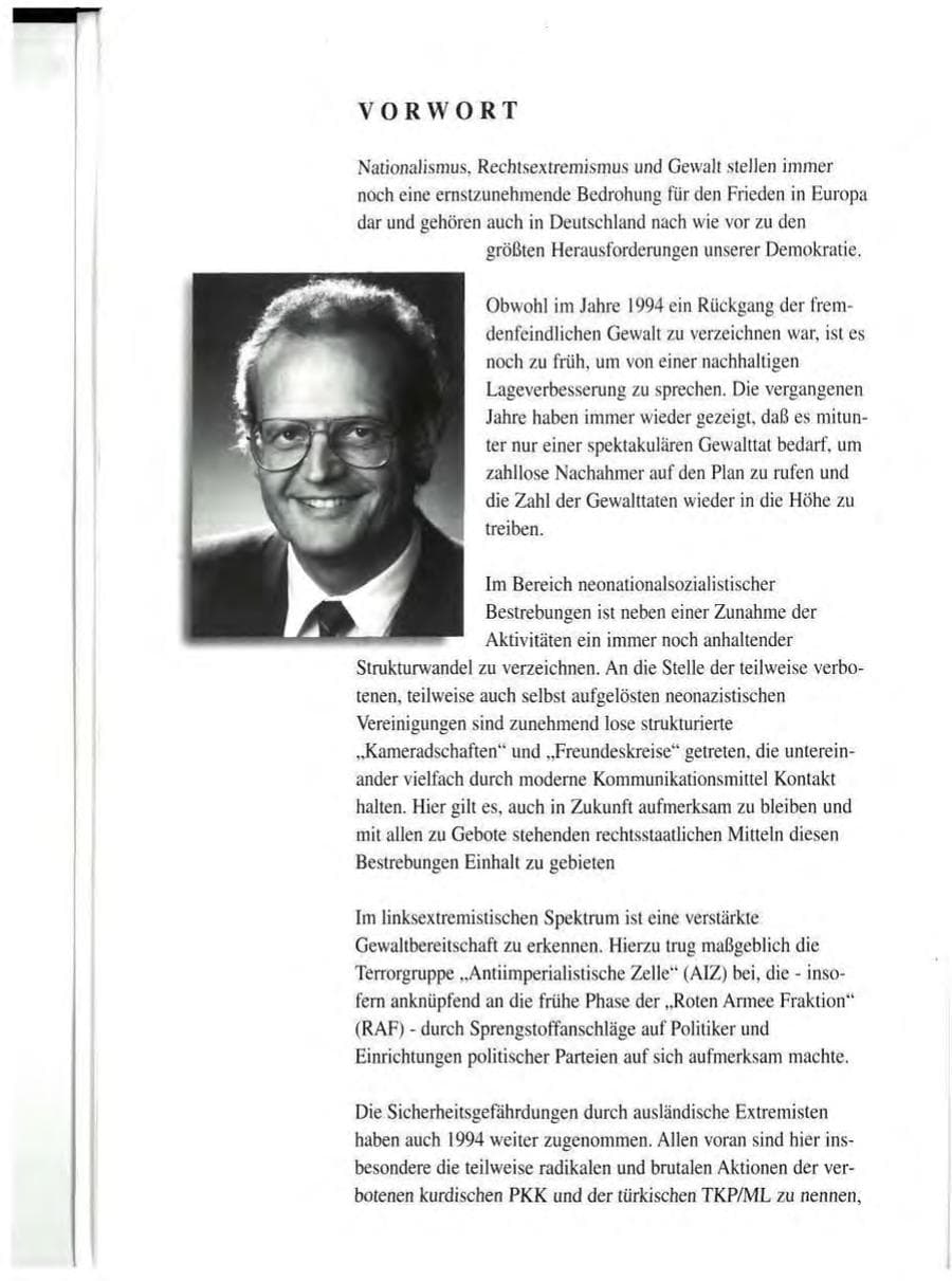 Seite 6 des Verfassungsschutzbericht 1994 Baden-Württemberg