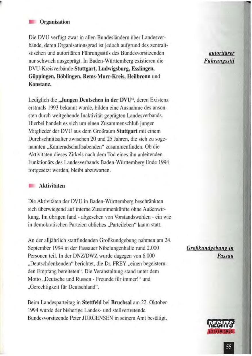 Seite 59 des Verfassungsschutzbericht 1994 Baden-Württemberg