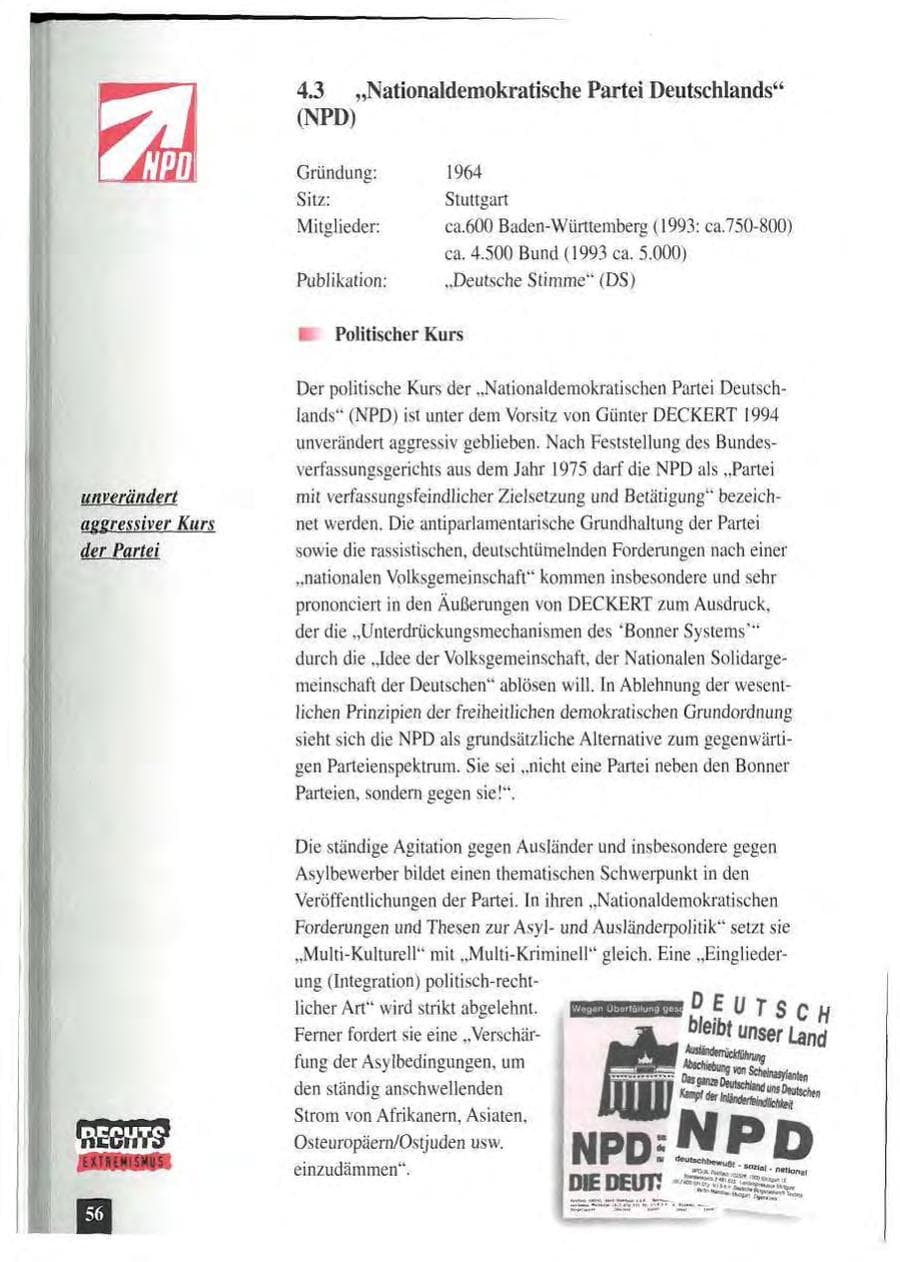 Seite 60 des Verfassungsschutzbericht 1994 Baden-Württemberg
