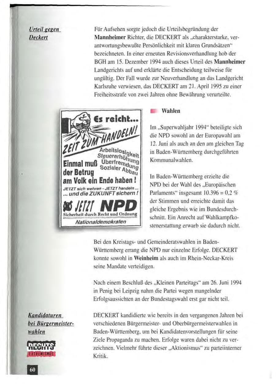 Seite 64 des Verfassungsschutzbericht 1994 Baden-Württemberg
