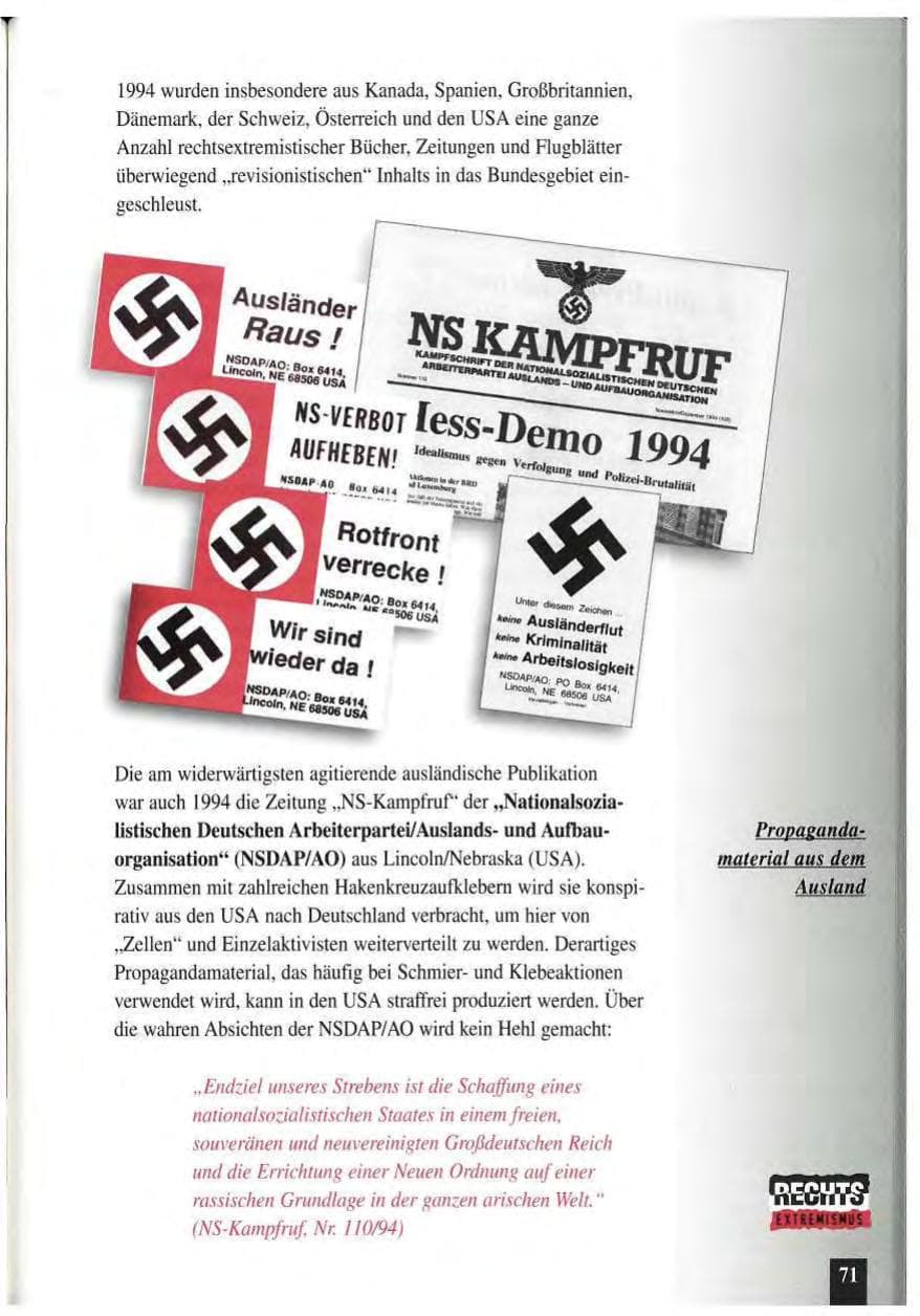 Seite 75 des Verfassungsschutzbericht 1994 Baden-Württemberg
