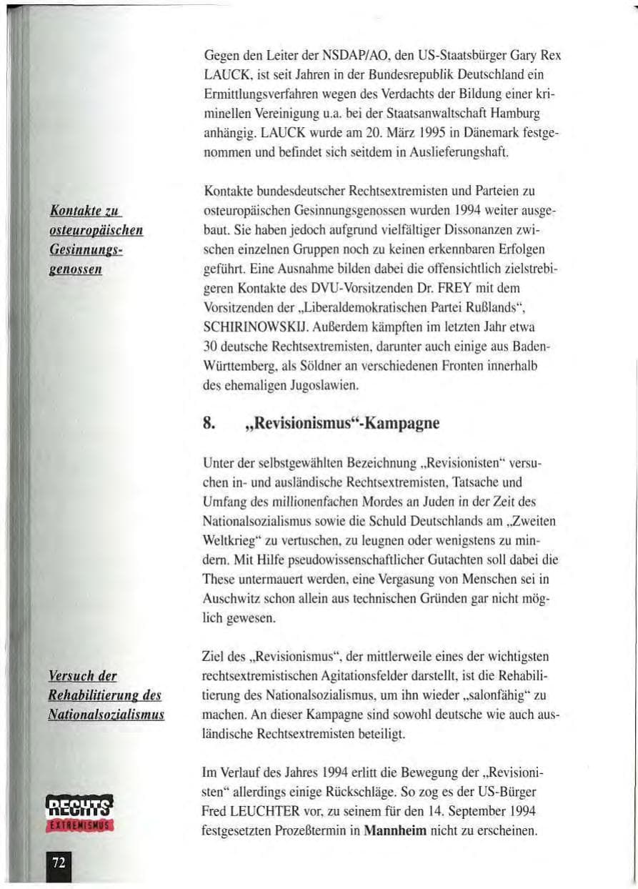 Seite 76 des Verfassungsschutzbericht 1994 Baden-Württemberg