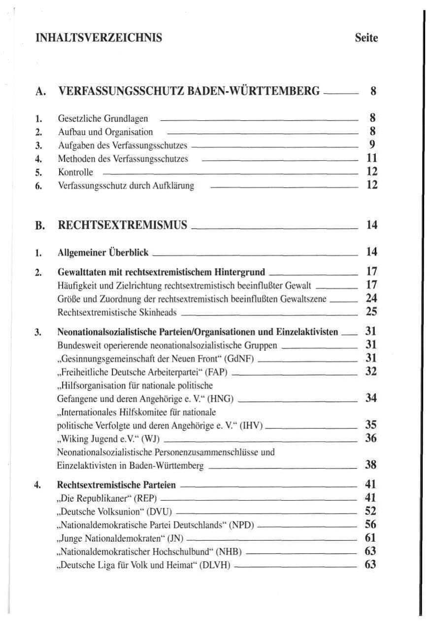 Seite 9 des Verfassungsschutzbericht 1994 Baden-Württemberg