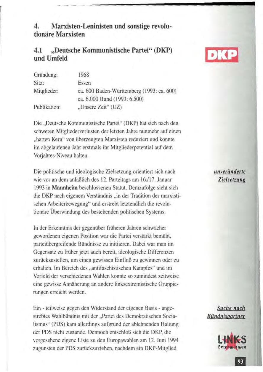 Seite 97 des Verfassungsschutzbericht 1994 Baden-Württemberg