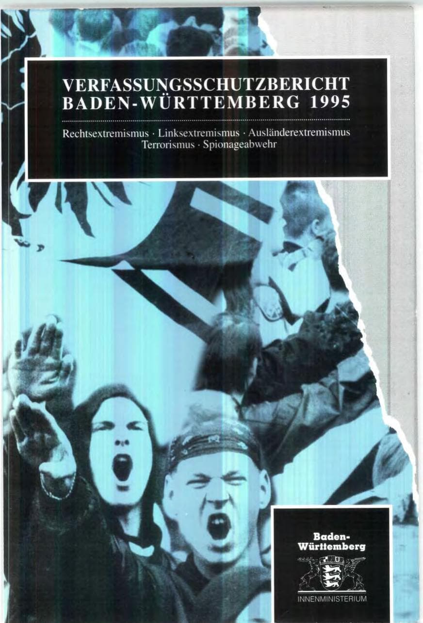Seite 1 des Verfassungsschutzbericht 1995 Baden-Württemberg