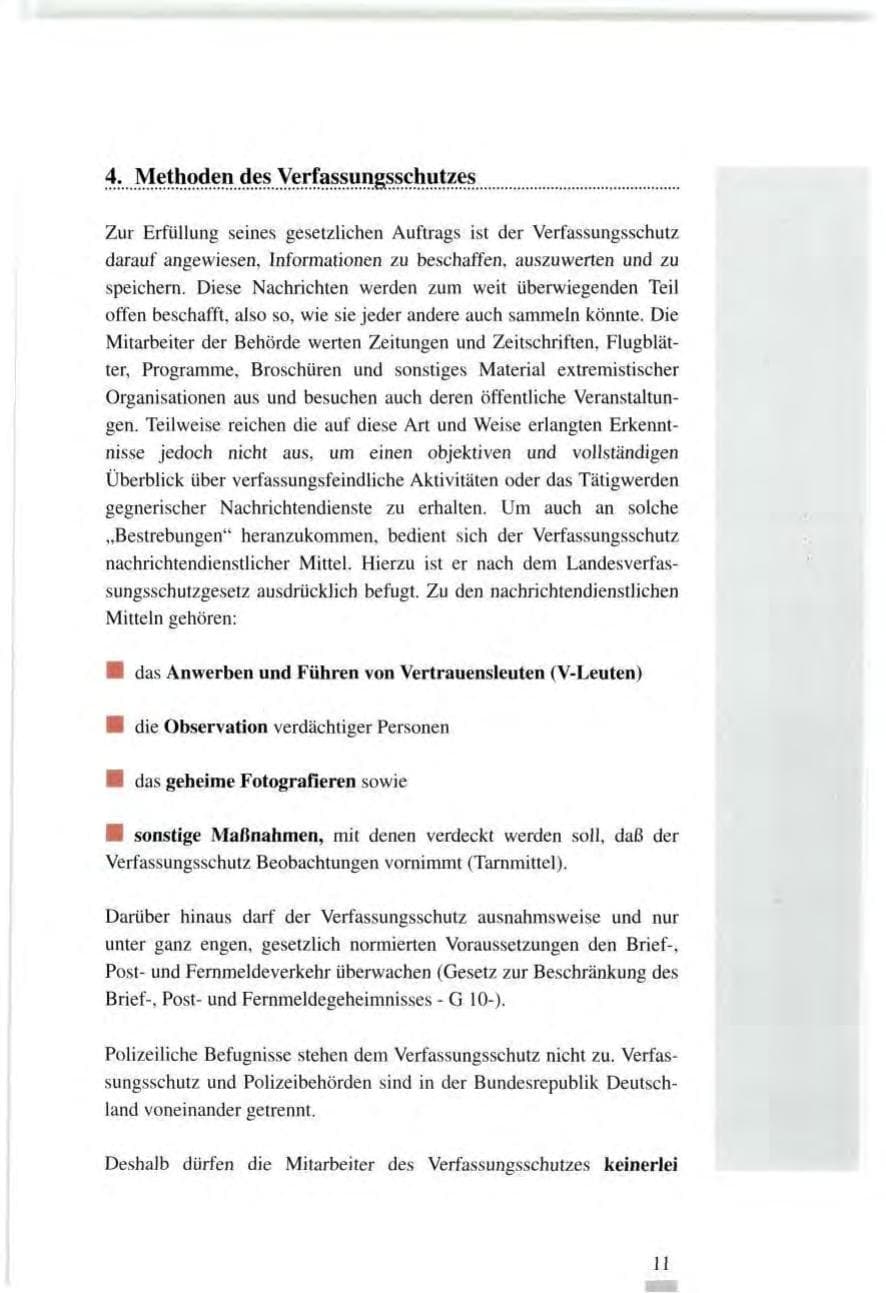 Seite 11 des Verfassungsschutzbericht 1995 Baden-Württemberg