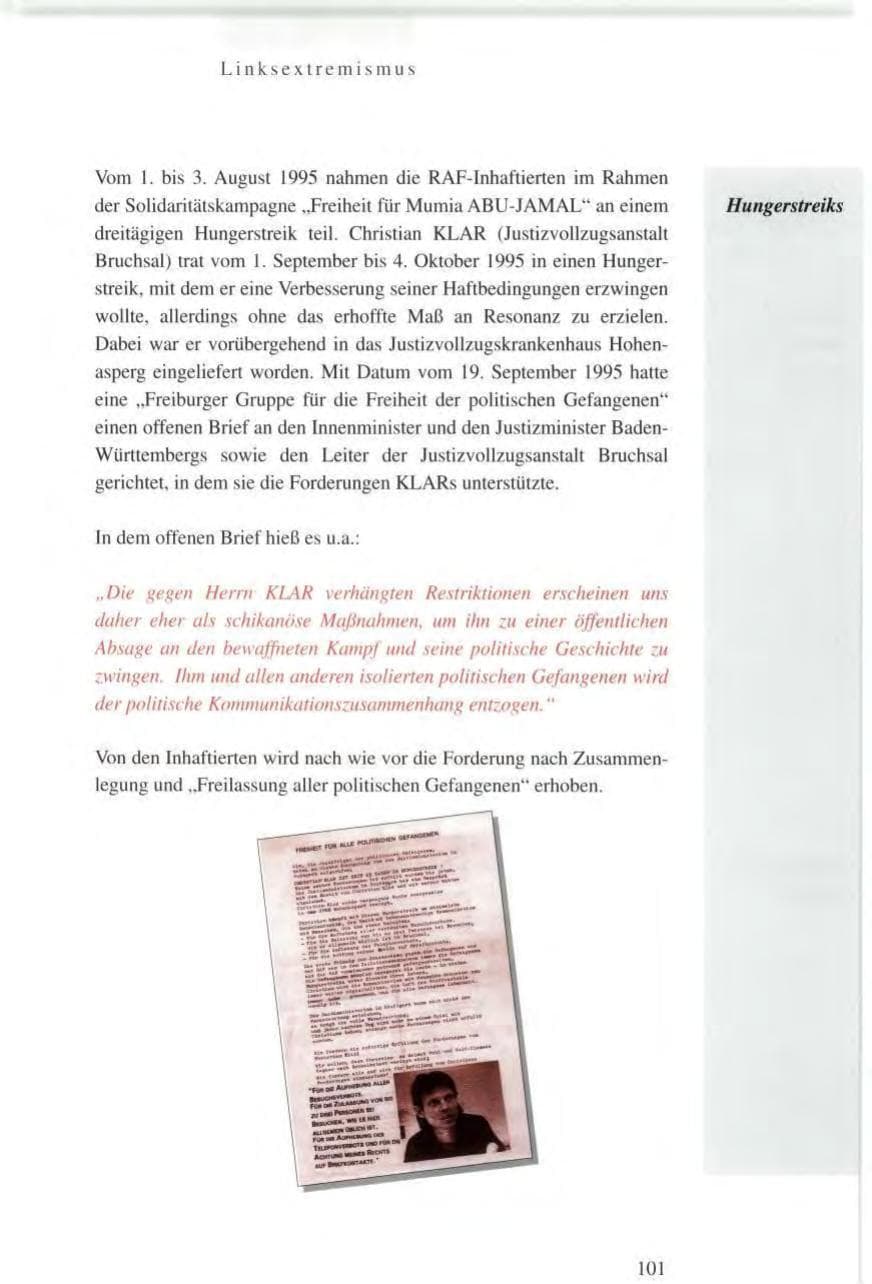 Seite 101 des Verfassungsschutzbericht 1995 Baden-Württemberg