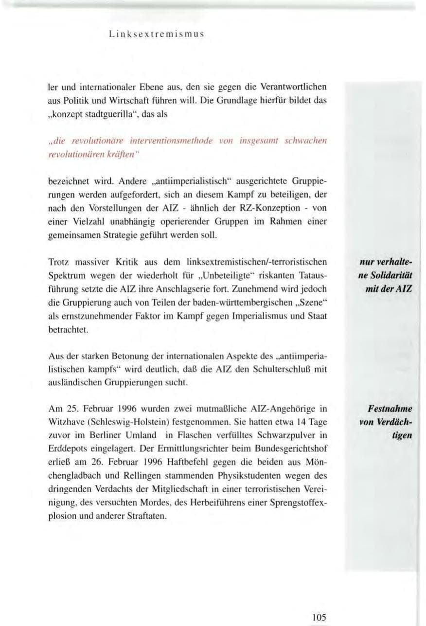 Seite 105 des Verfassungsschutzbericht 1995 Baden-Württemberg