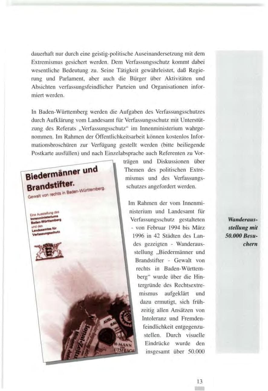 Seite 13 des Verfassungsschutzbericht 1995 Baden-Württemberg