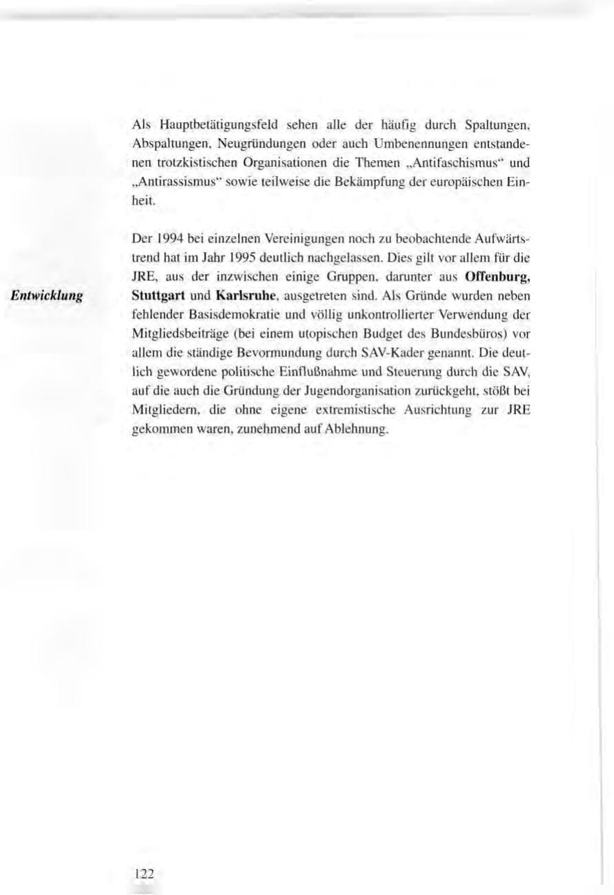 Seite 122 des Verfassungsschutzbericht 1995 Baden-Württemberg