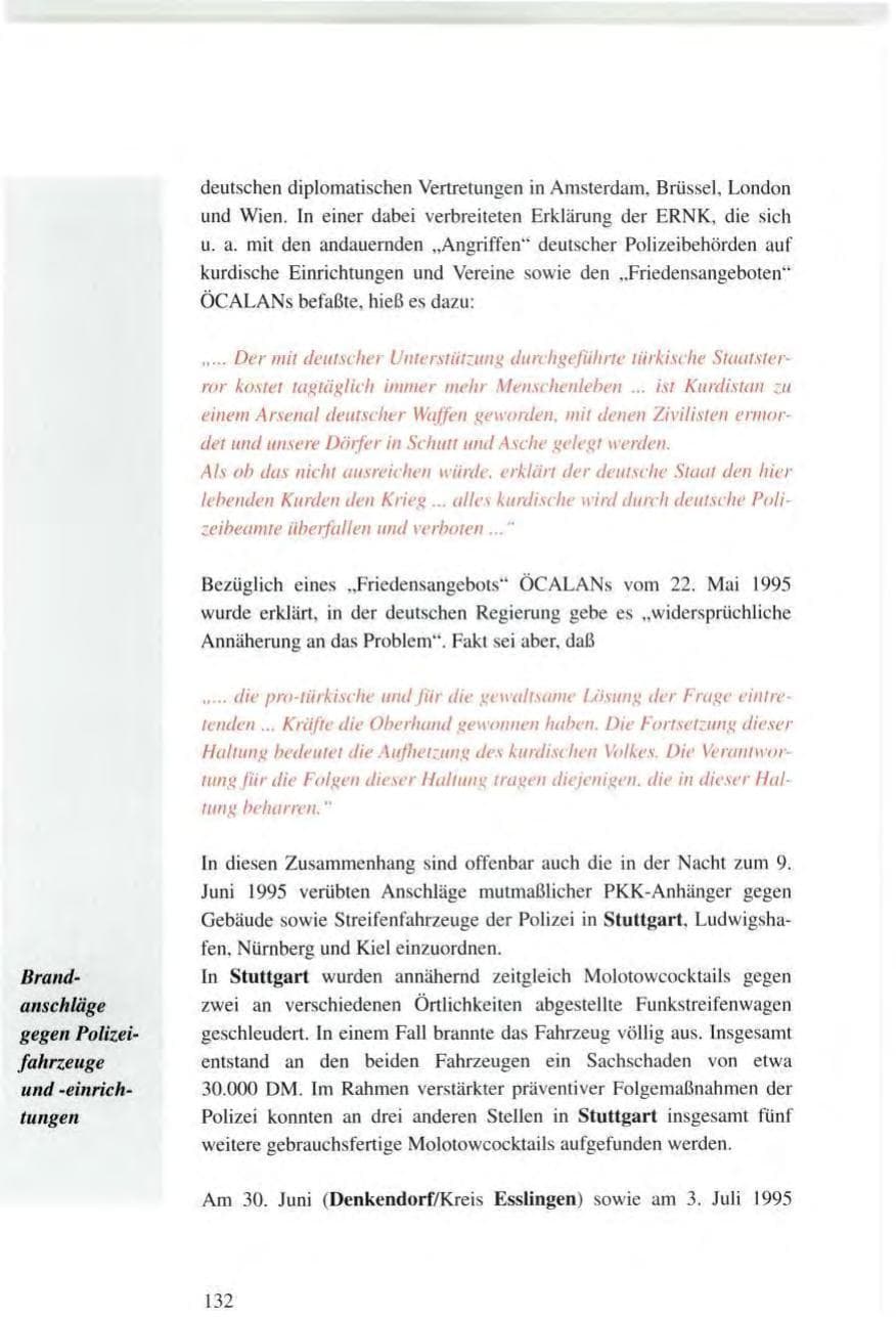 Seite 132 des Verfassungsschutzbericht 1995 Baden-Württemberg