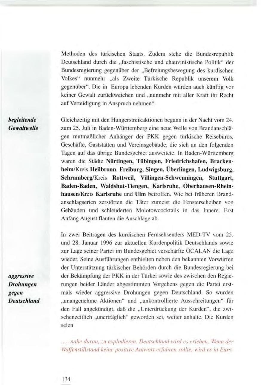 Seite 134 des Verfassungsschutzbericht 1995 Baden-Württemberg