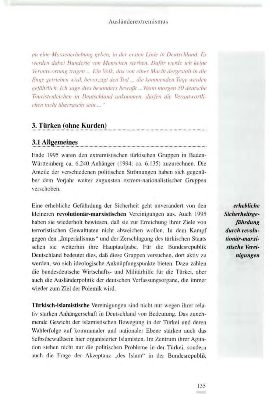 Seite 135 des Verfassungsschutzbericht 1995 Baden-Württemberg