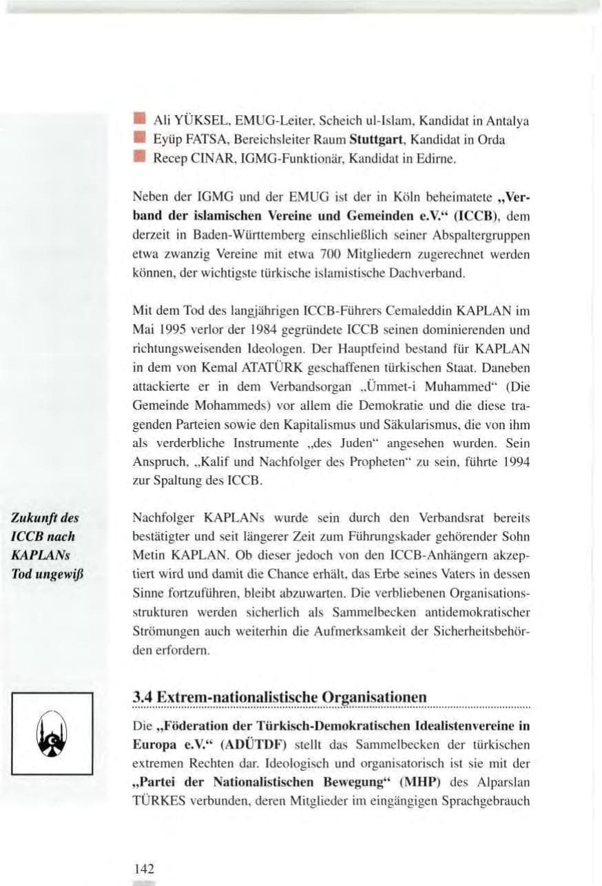 Seite 142 des Verfassungsschutzbericht 1995 Baden-Württemberg