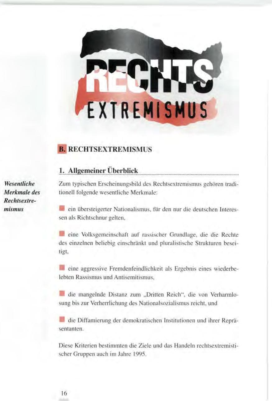 Seite 16 des Verfassungsschutzbericht 1995 Baden-Württemberg