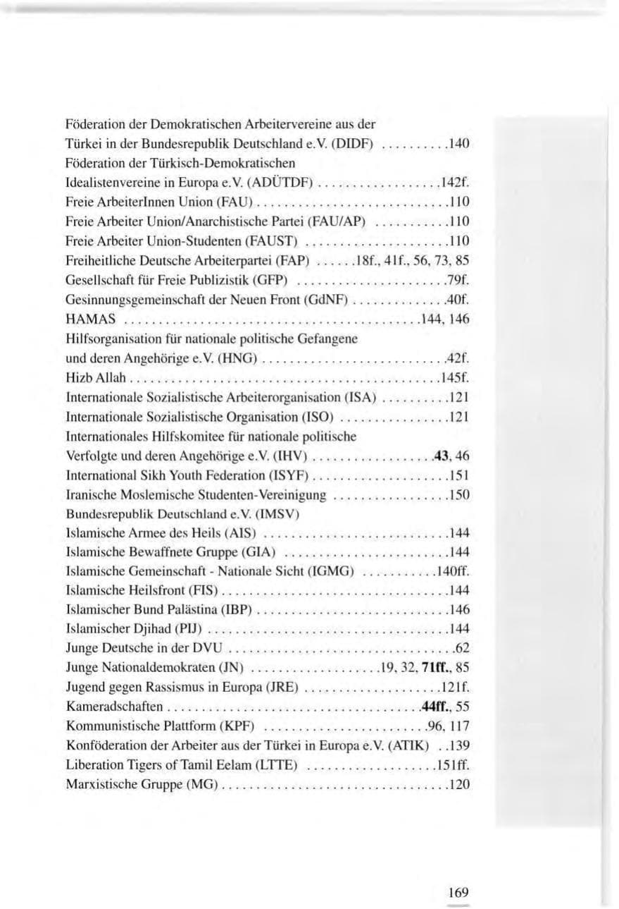 Seite 169 des Verfassungsschutzbericht 1995 Baden-Württemberg