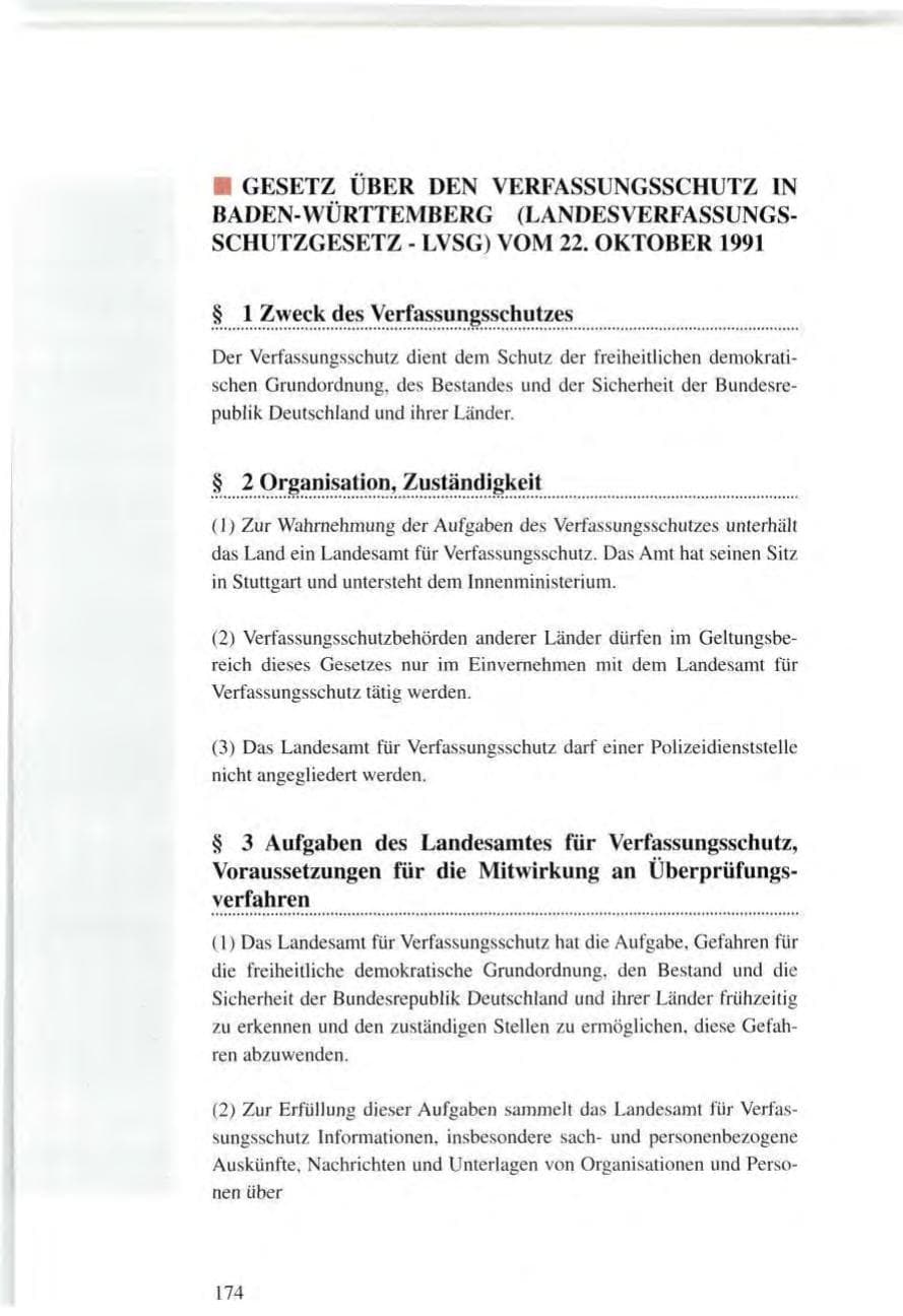 Seite 174 des Verfassungsschutzbericht 1995 Baden-Württemberg