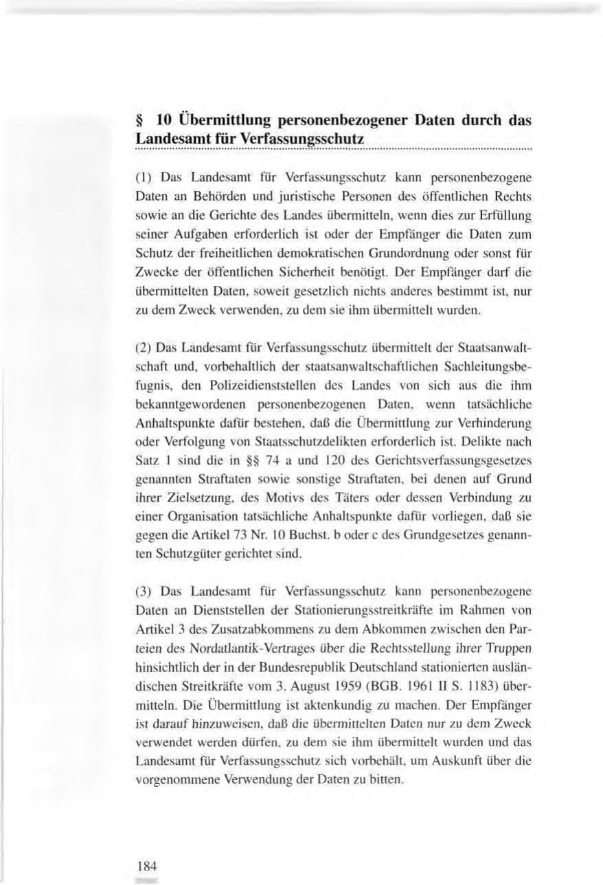 Seite 184 des Verfassungsschutzbericht 1995 Baden-Württemberg