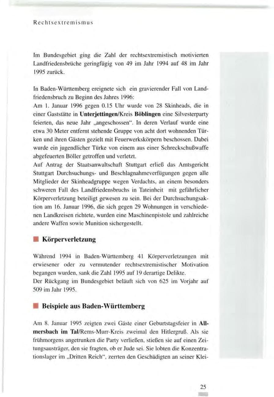 Seite 25 des Verfassungsschutzbericht 1995 Baden-Württemberg