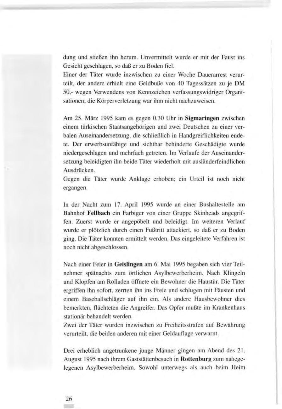 Seite 26 des Verfassungsschutzbericht 1995 Baden-Württemberg