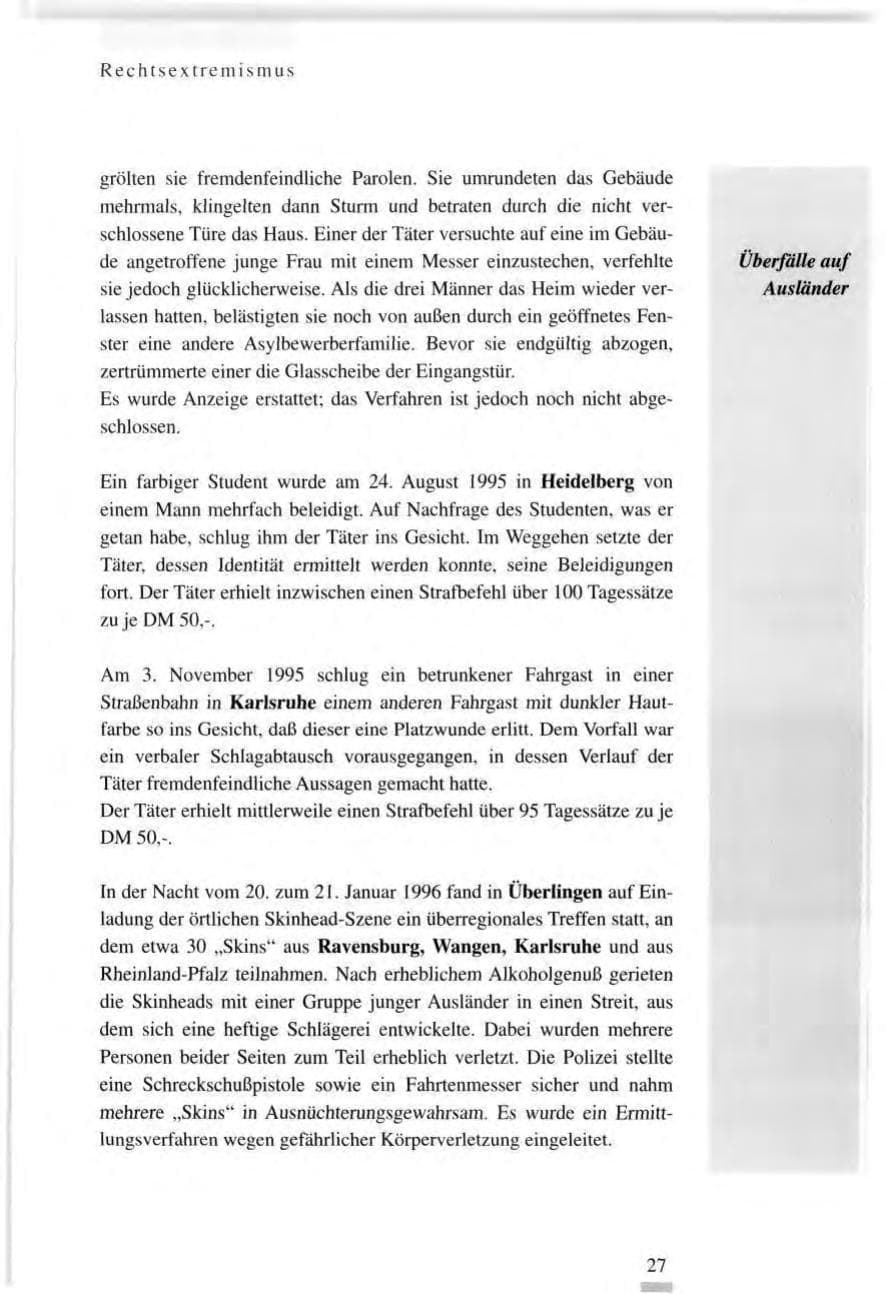 Seite 27 des Verfassungsschutzbericht 1995 Baden-Württemberg