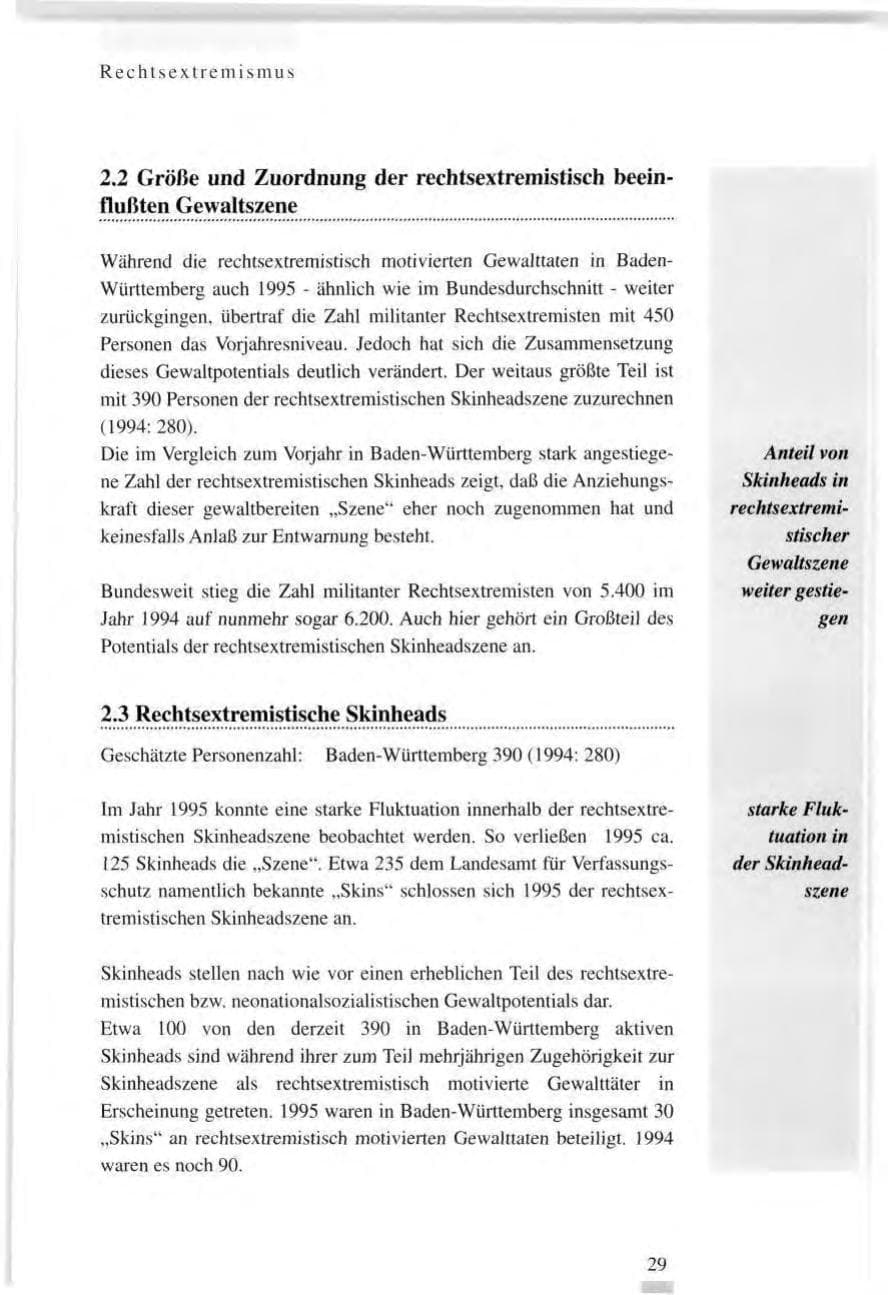 Seite 29 des Verfassungsschutzbericht 1995 Baden-Württemberg