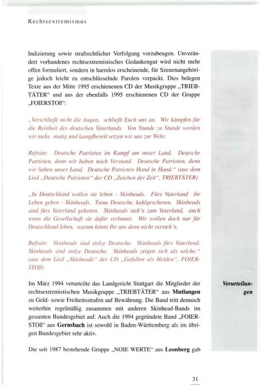 Seite 31 des Verfassungsschutzbericht 1995 Baden-Württemberg