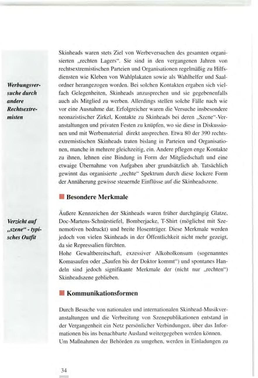 Seite 34 des Verfassungsschutzbericht 1995 Baden-Württemberg