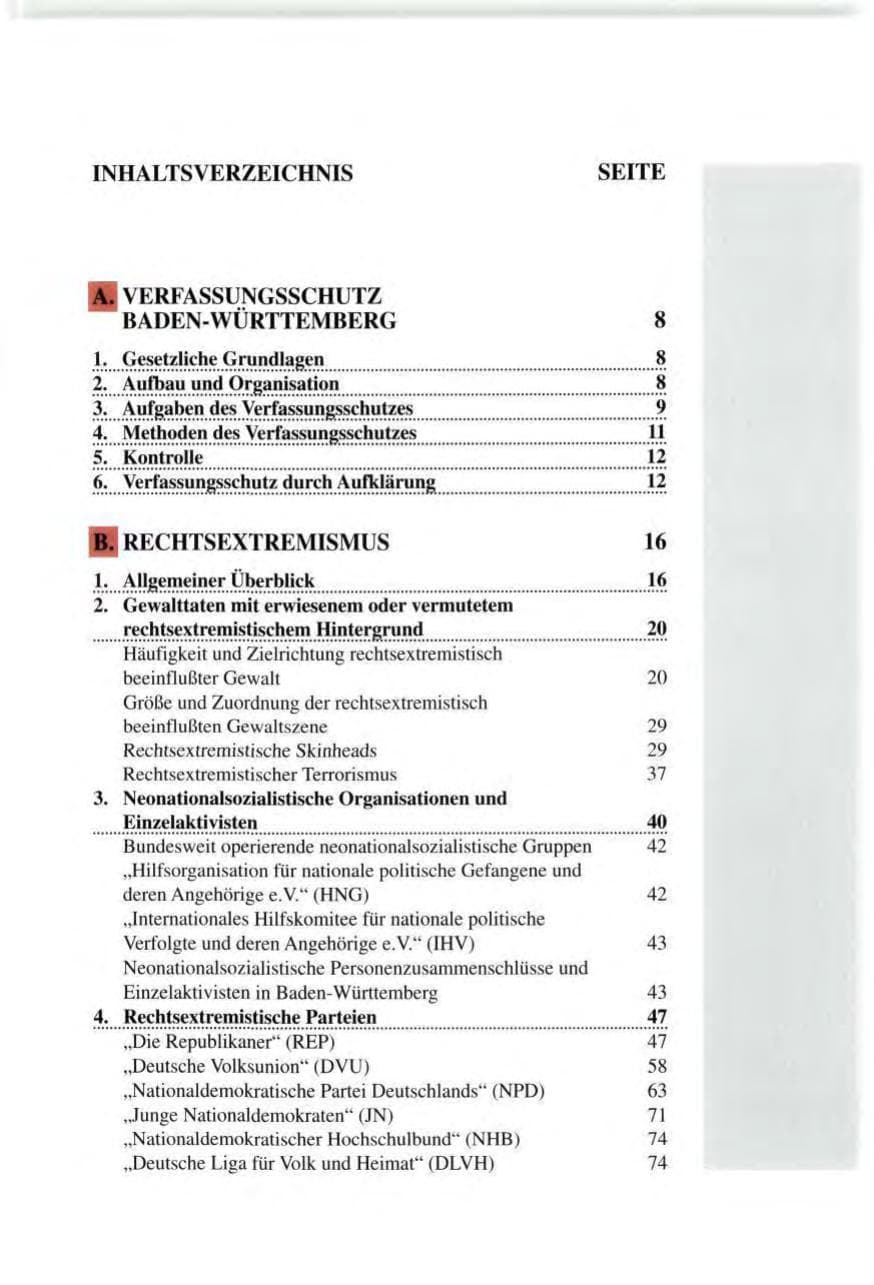 Seite 5 des Verfassungsschutzbericht 1995 Baden-Württemberg