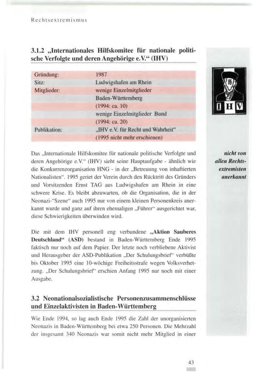 Seite 43 des Verfassungsschutzbericht 1995 Baden-Württemberg