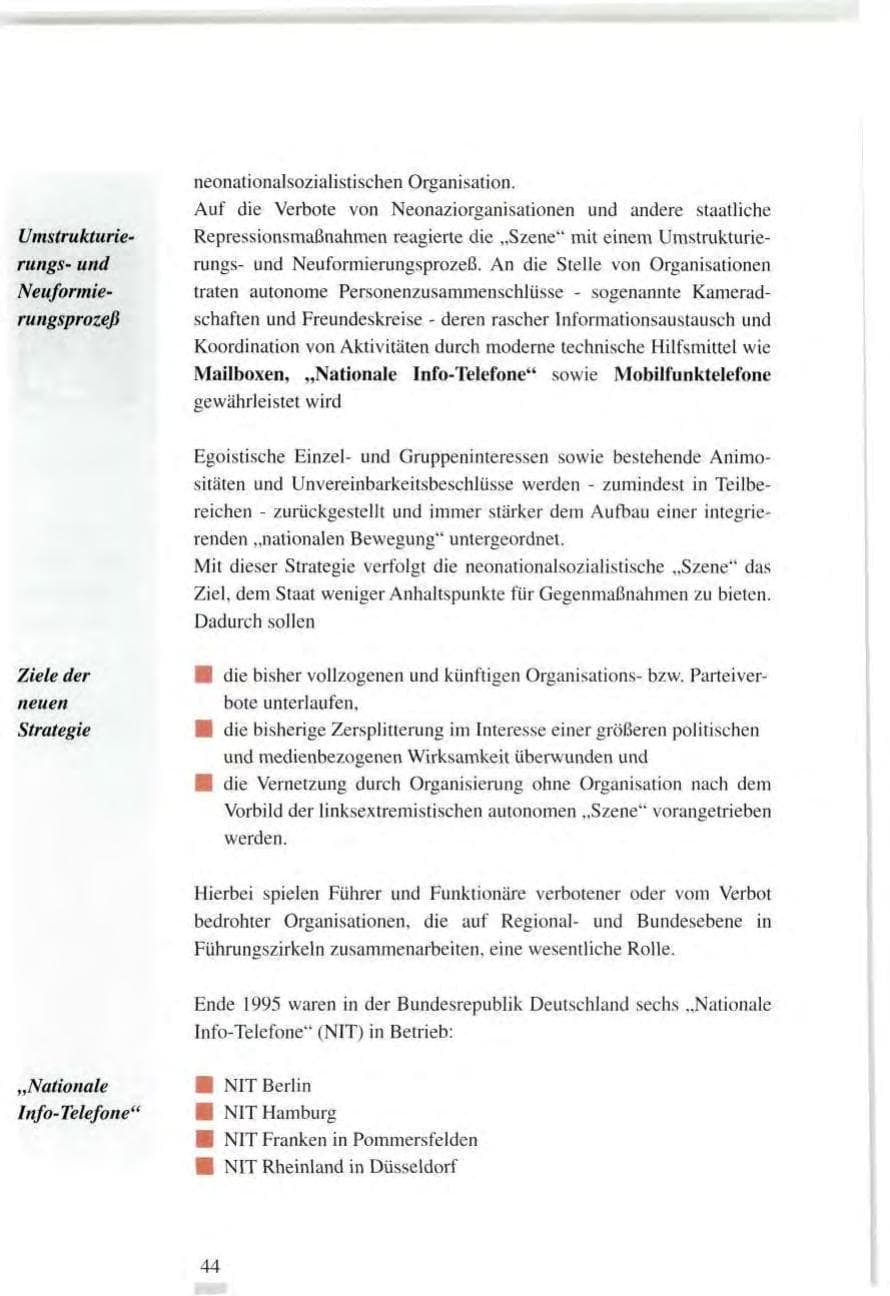 Seite 44 des Verfassungsschutzbericht 1995 Baden-Württemberg