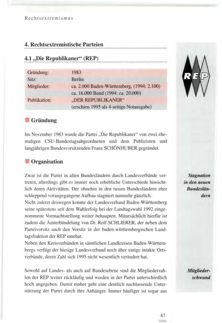 Seite 47 des Verfassungsschutzbericht 1995 Baden-Württemberg