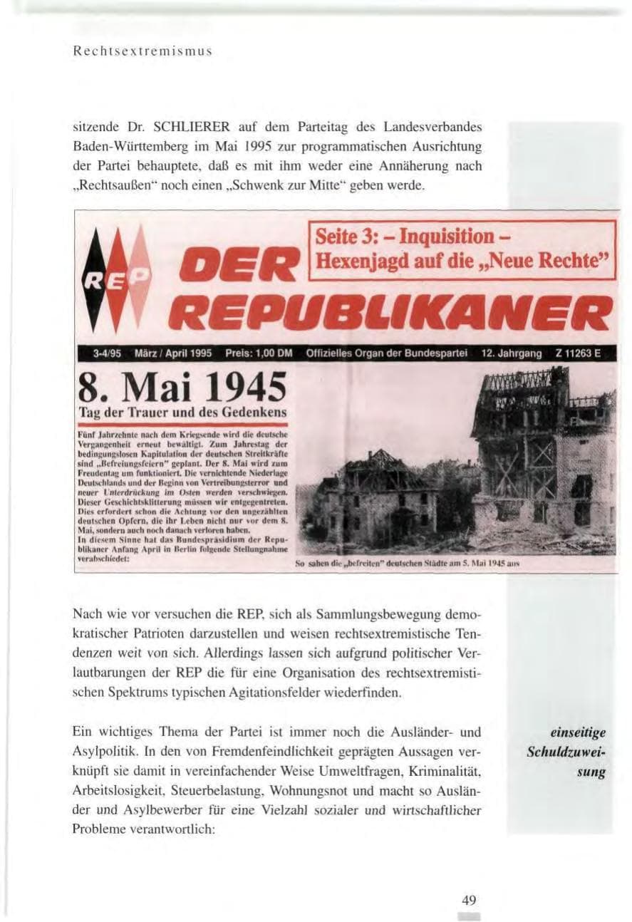 Seite 49 des Verfassungsschutzbericht 1995 Baden-Württemberg