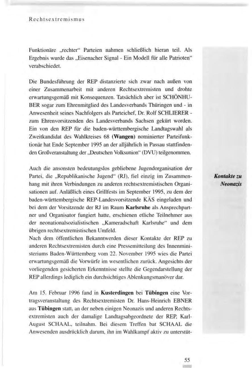 Seite 55 des Verfassungsschutzbericht 1995 Baden-Württemberg