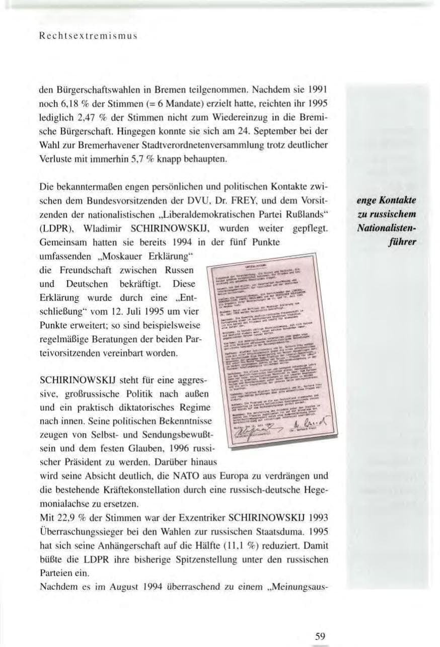 Seite 59 des Verfassungsschutzbericht 1995 Baden-Württemberg