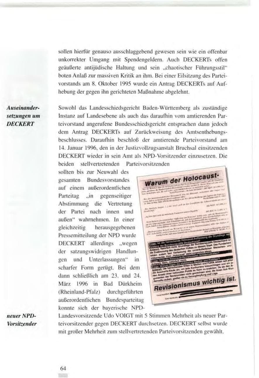 Seite 64 des Verfassungsschutzbericht 1995 Baden-Württemberg