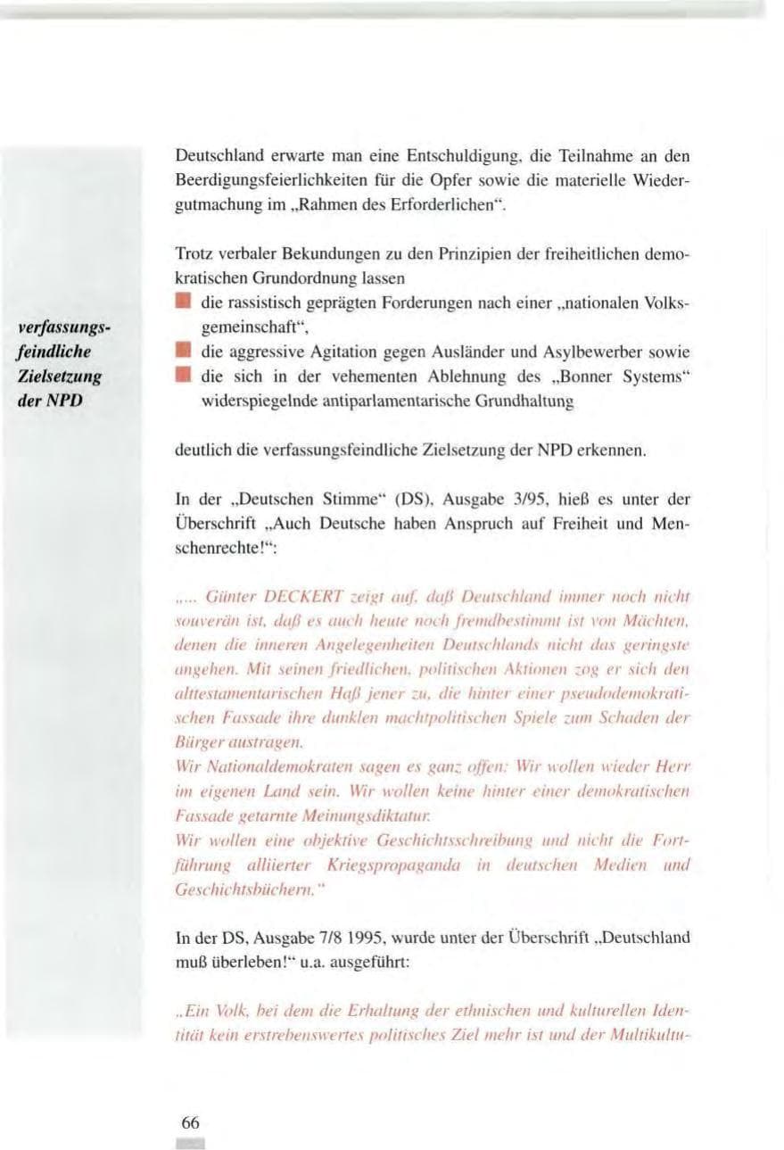 Seite 66 des Verfassungsschutzbericht 1995 Baden-Württemberg