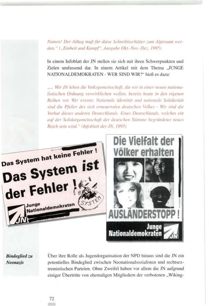 Seite 72 des Verfassungsschutzbericht 1995 Baden-Württemberg
