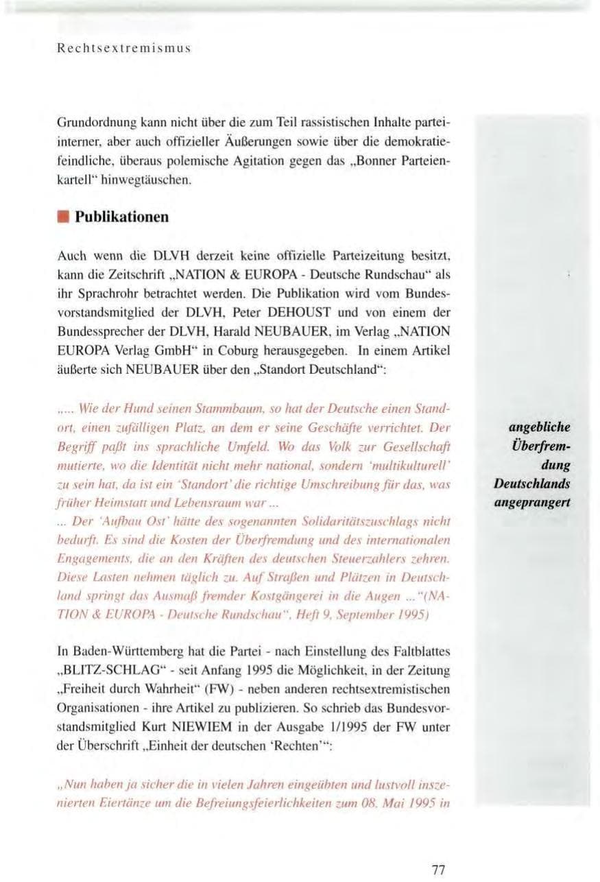 Seite 77 des Verfassungsschutzbericht 1995 Baden-Württemberg
