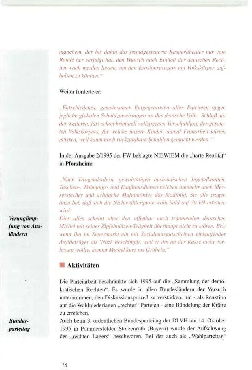 Seite 78 des Verfassungsschutzbericht 1995 Baden-Württemberg