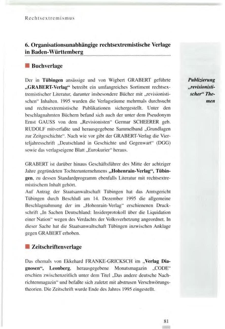 Seite 81 des Verfassungsschutzbericht 1995 Baden-Württemberg