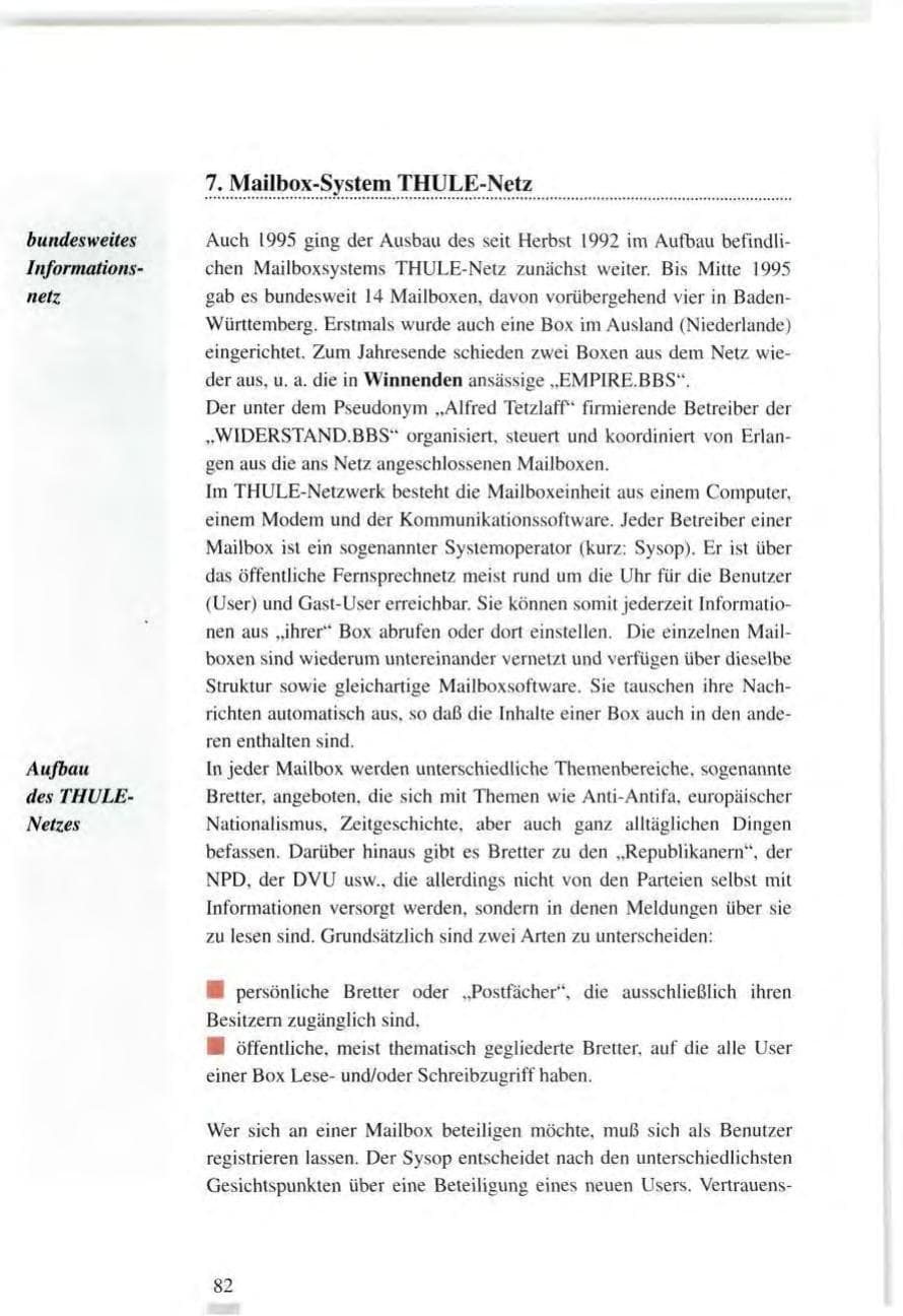 Seite 82 des Verfassungsschutzbericht 1995 Baden-Württemberg
